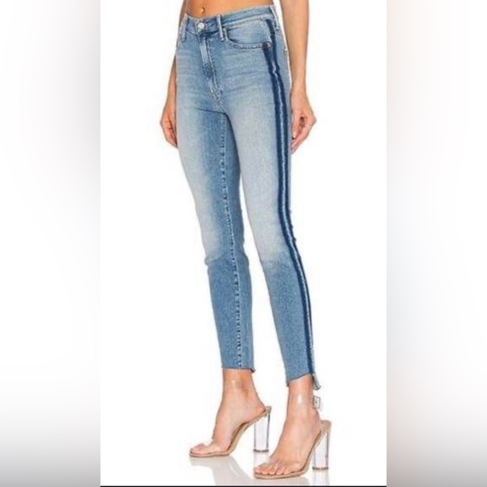 MOTHER The Stunner‎ Zip Ankle Step Fray in Light Kitty Racer Size 24